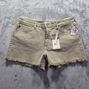KanCan Shorts Womens 33 Beige High Rise Curvy Frayed Hem Maurices Exclusive New